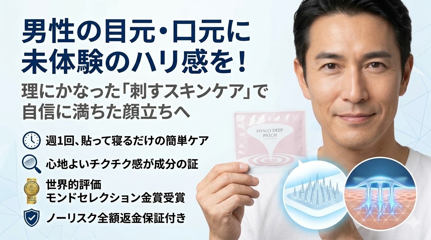 ヒアロディープパッチは男性も使える？口コミから分かる痛みの本音