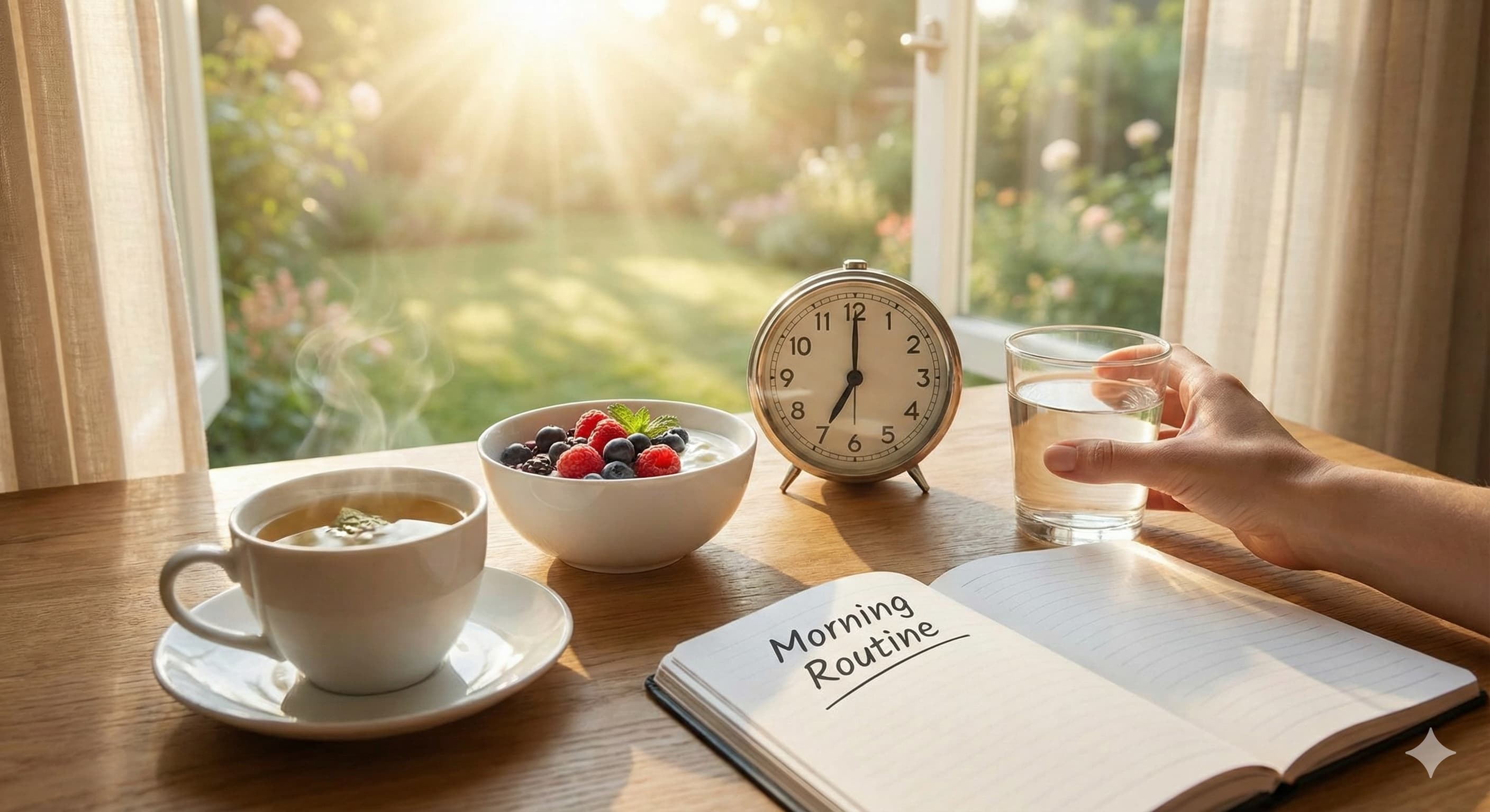 朝に太陽光を浴びているイメージ画像